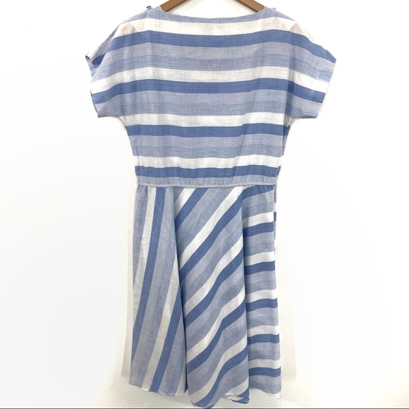 Vintage Blue + White Stripe Casual Swing Day Dress - Picture 2 of 8